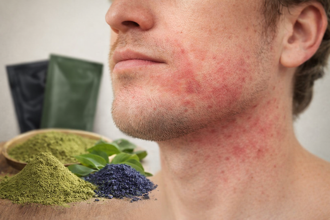 Clean shaven man after experiencing beard dye allergy 