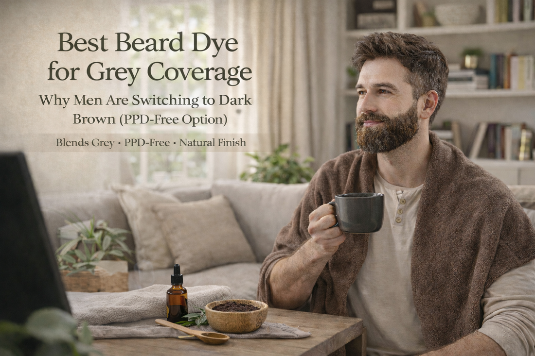 Man drinking from cup After applying Natural Beard Dye