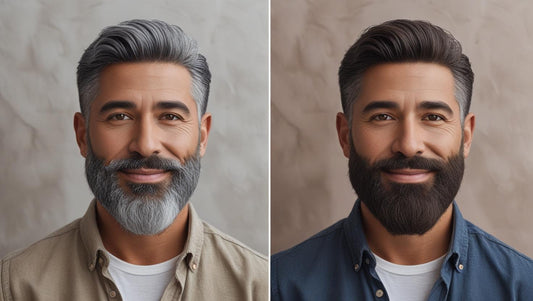 Man Dyed Beard Before and After Dark Brown Beard colour 
