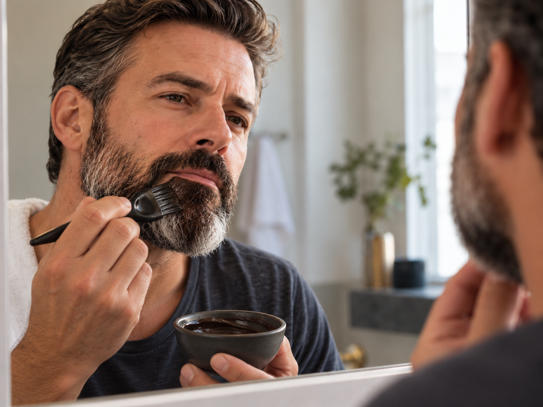 Man Applying Bohemian King's Beard Dye