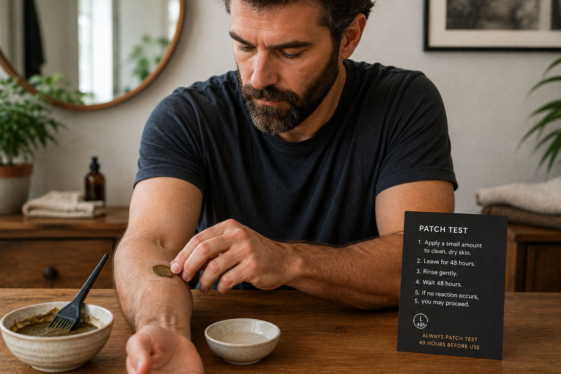 Man Performing  Beard Dye Patch Test