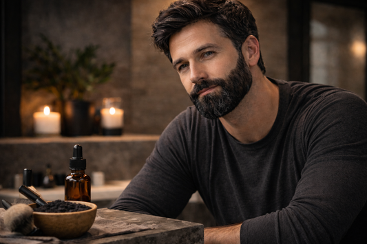 Confident Man Post Application Black Beard Dye
