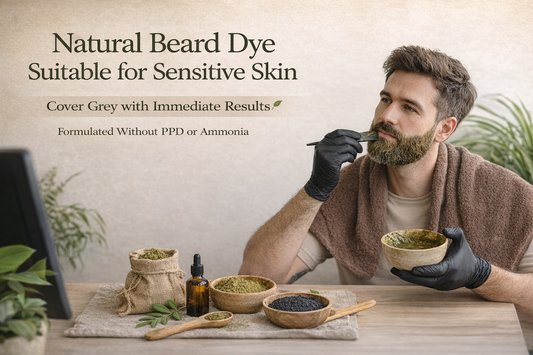 Middle Aged Man Applying Natural Beard Dye