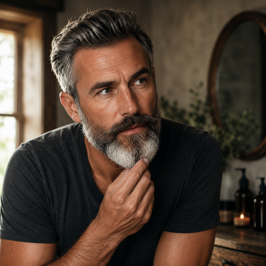 Handsome Man Salt & Pepper Beard 