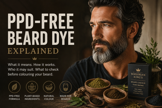 Man with grey beard & PPD Free Beard Dye